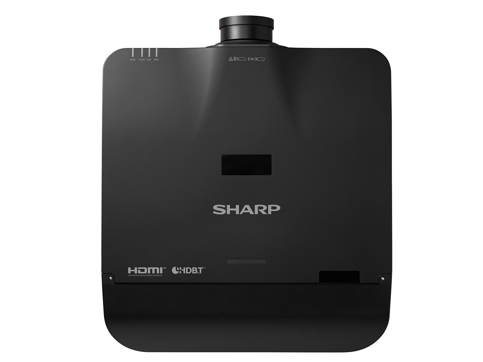 Proiettore Sharp nero con porte HDMI e CHDBT.
