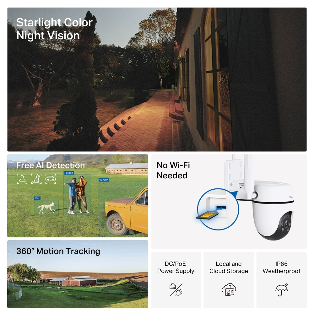 Kamera noktowizyjna z detekcją AI, śledzeniem 360° i konstrukcją odporną.