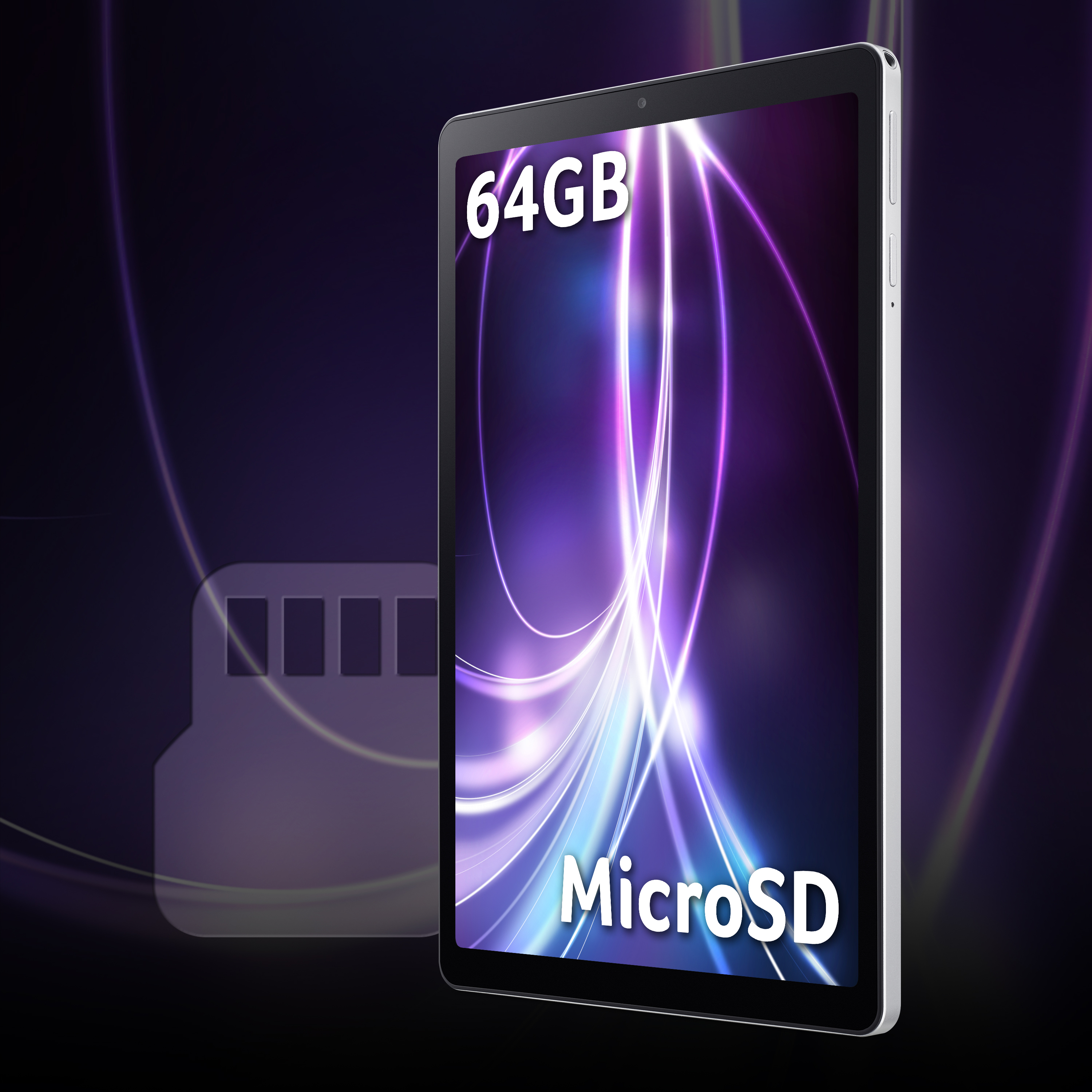 Tablet z 64GB pamięci i gniazdem na kartę MicroSD.