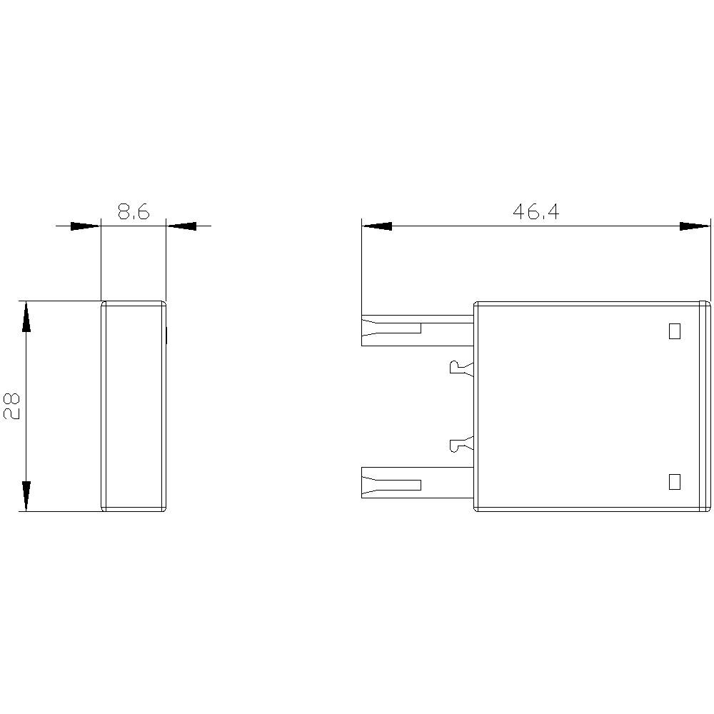 Disegno tecnico di un componente rettangolare con dimensioni.