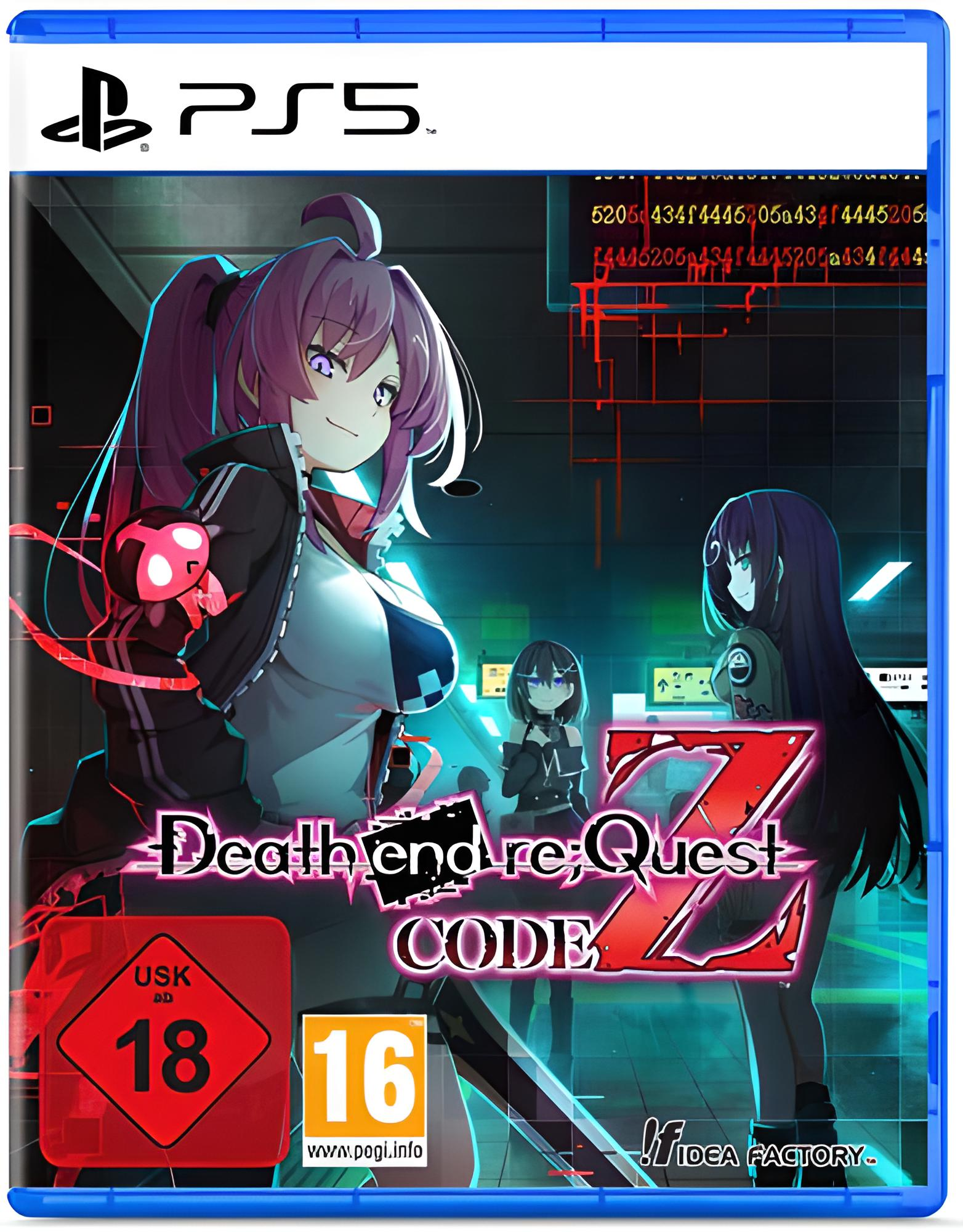 Gioco PS5 "Death end re;Quest CODE Z" con personaggi anime e classificazioni d'età.