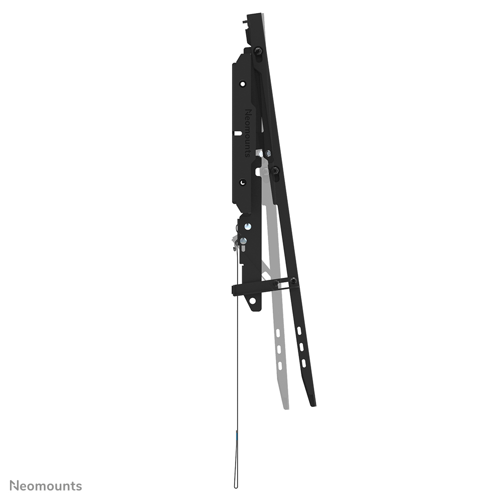 Supporto a parete nero con cavo, logo Neomounts su sfondo bianco.
