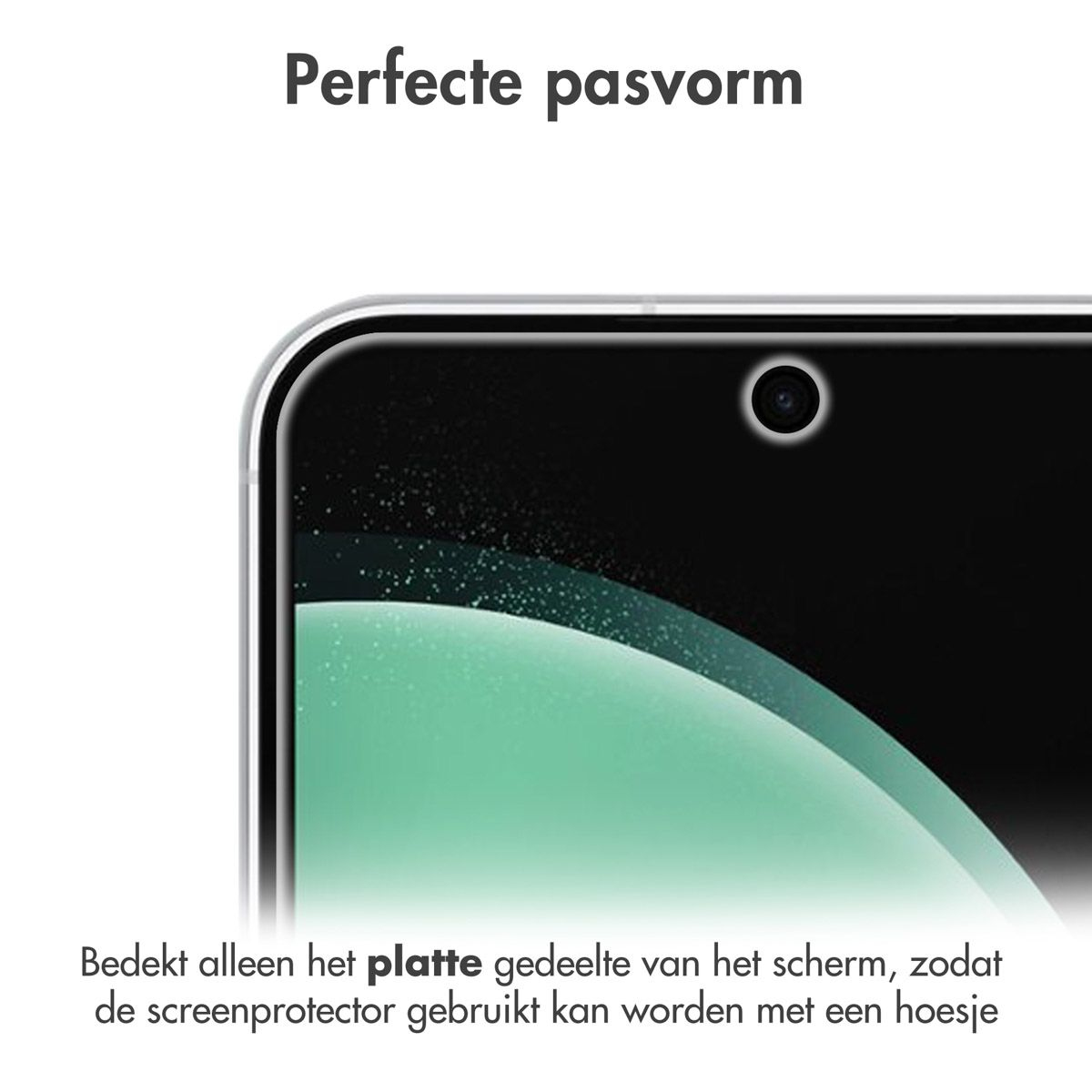 Close-up of a smartphone screen with a screen protector.