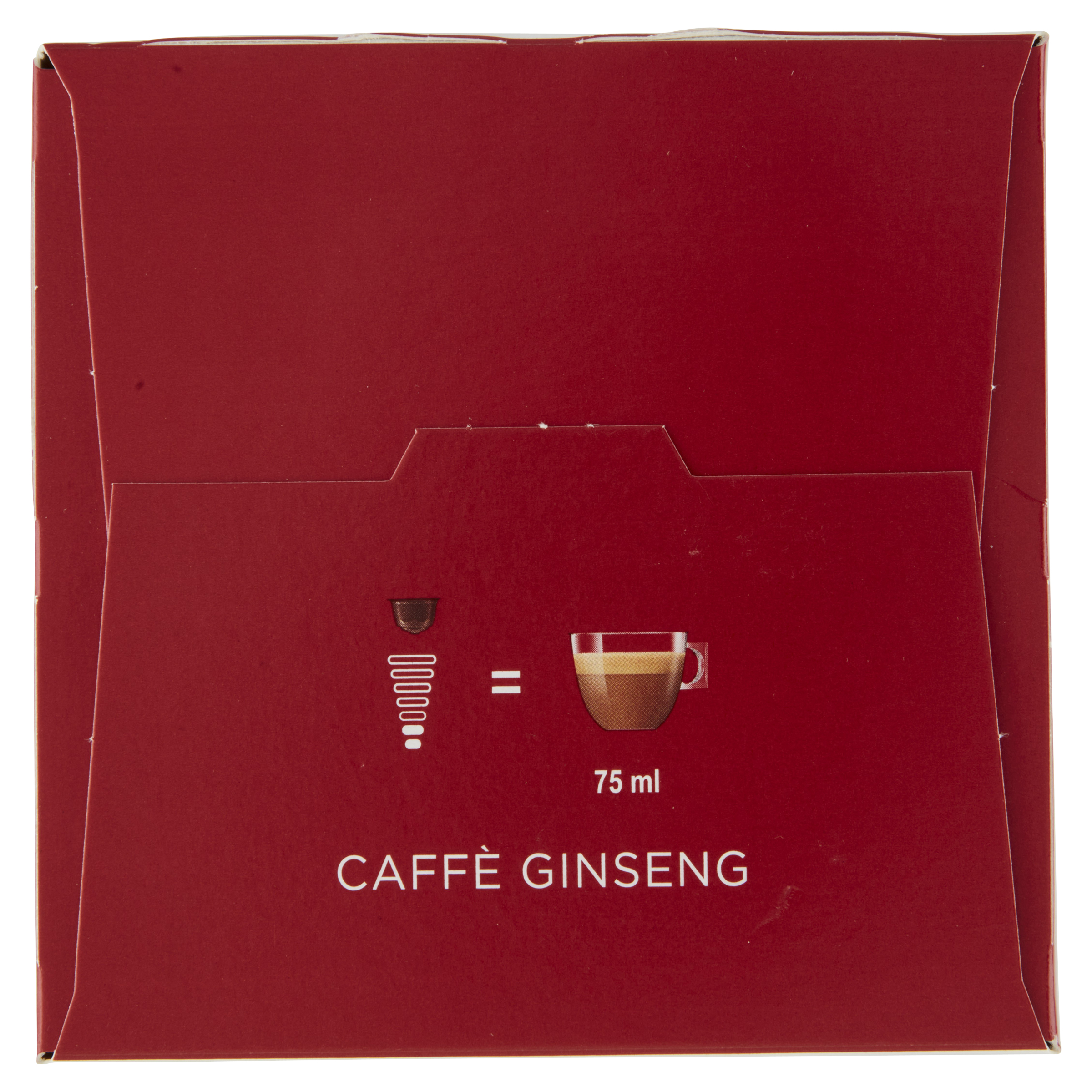 Una capsula fa un espresso da 75 ml. Testo: Caffè Ginseng.