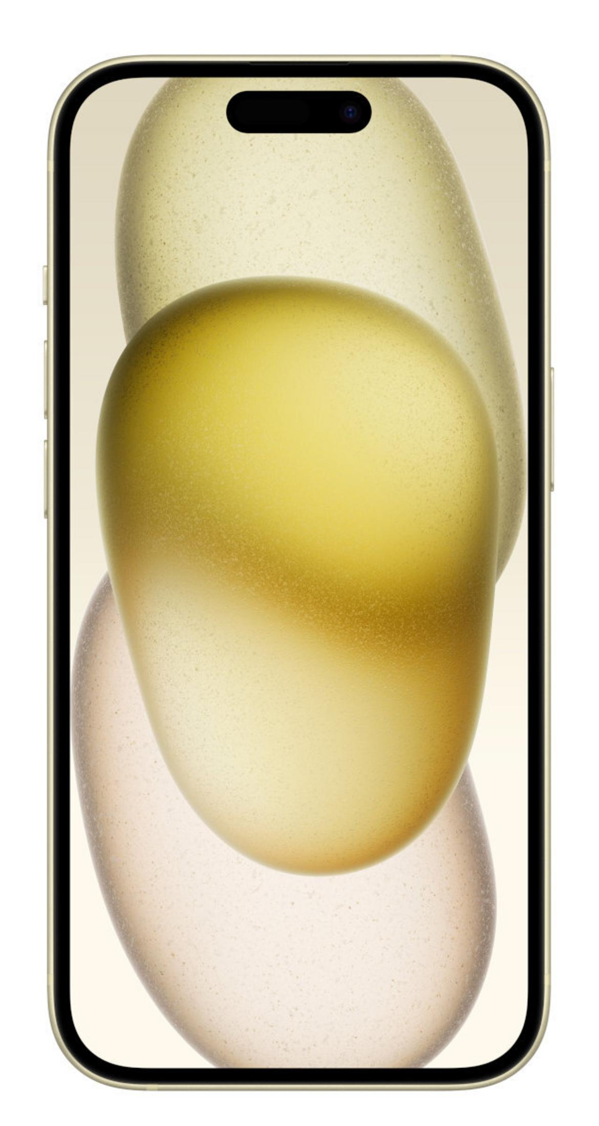 Smartfon wyświetlający żółte i różowawe bąbelki na ekranie.