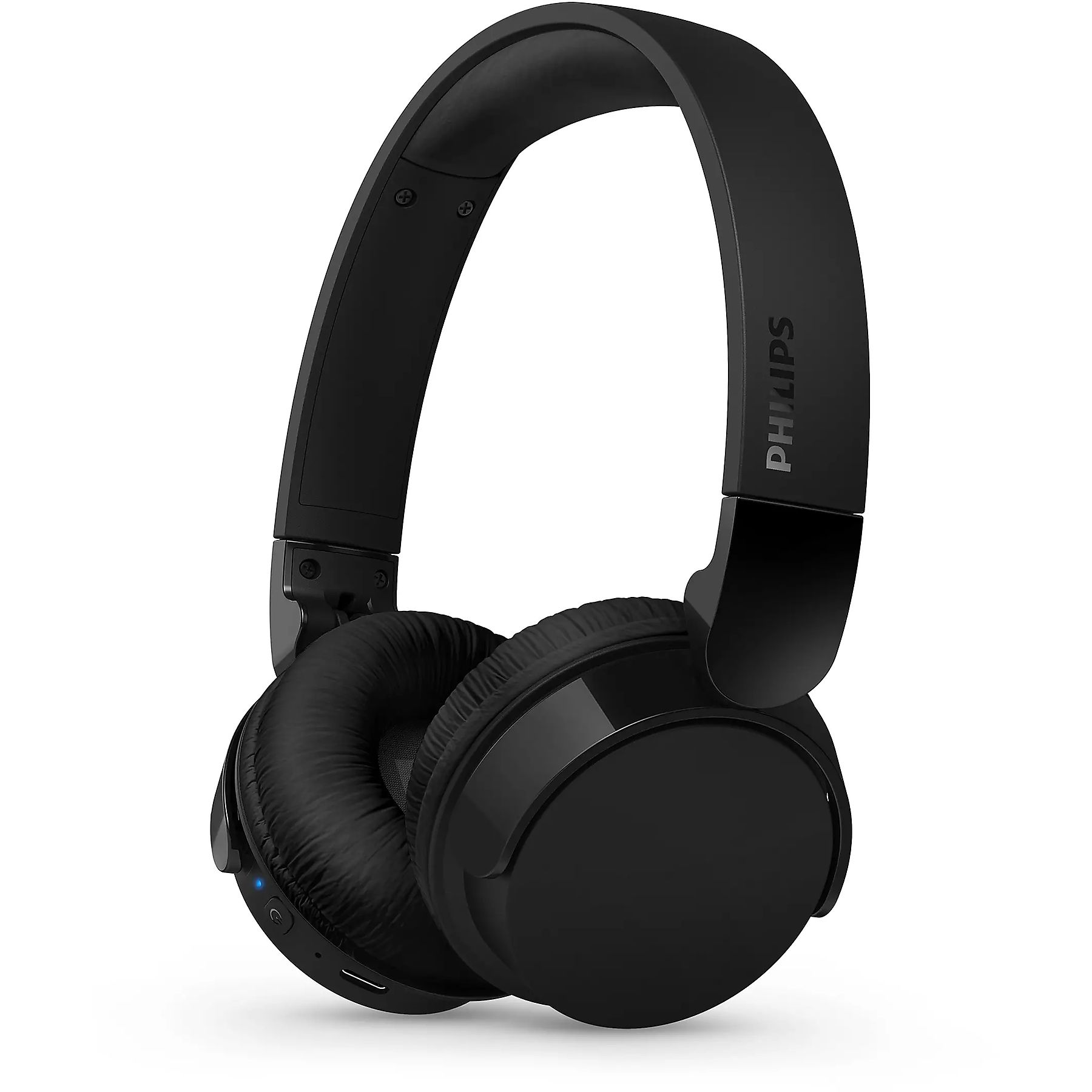 Auriculares Philips negros con almohadillas acolchadas y diadema ajustable.
