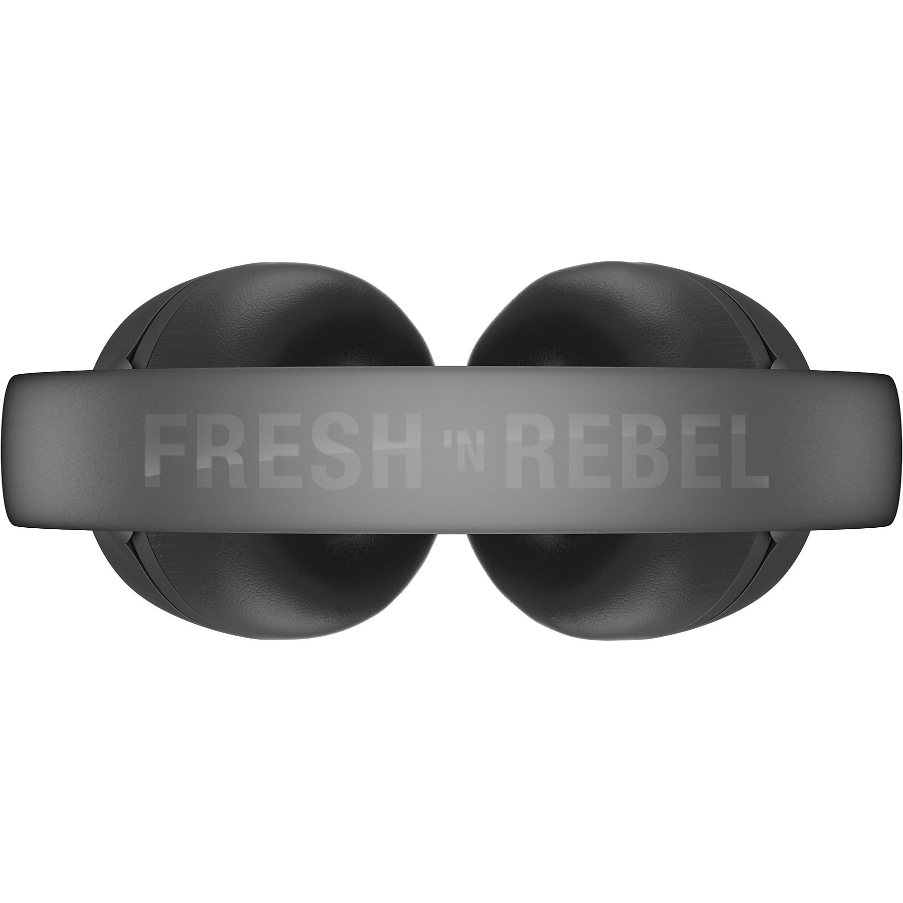 Schwarze Kopfhörer mit dem Logo „FRESH 'N REBEL“ auf dem Bügel.