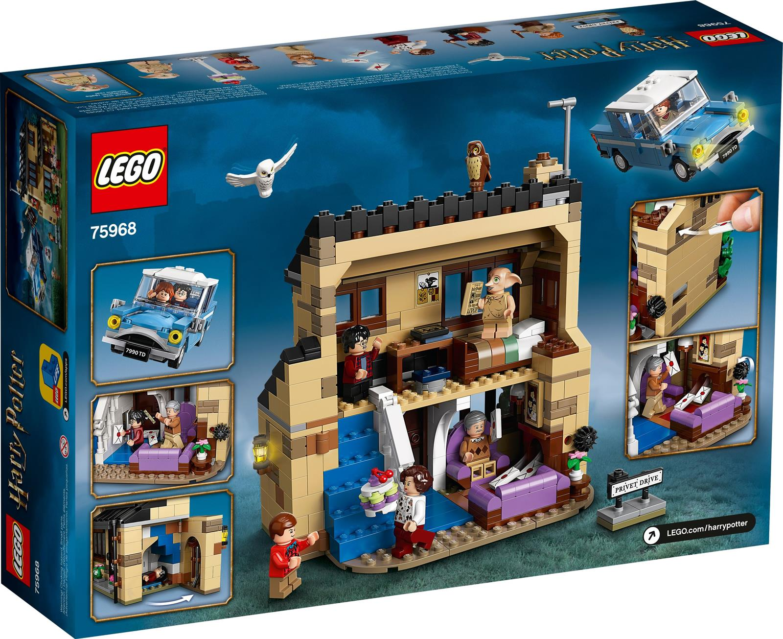 LEGO Harry Potter Set mit Haus, Auto und Figuren. Enthält Dobby und Hedwig.