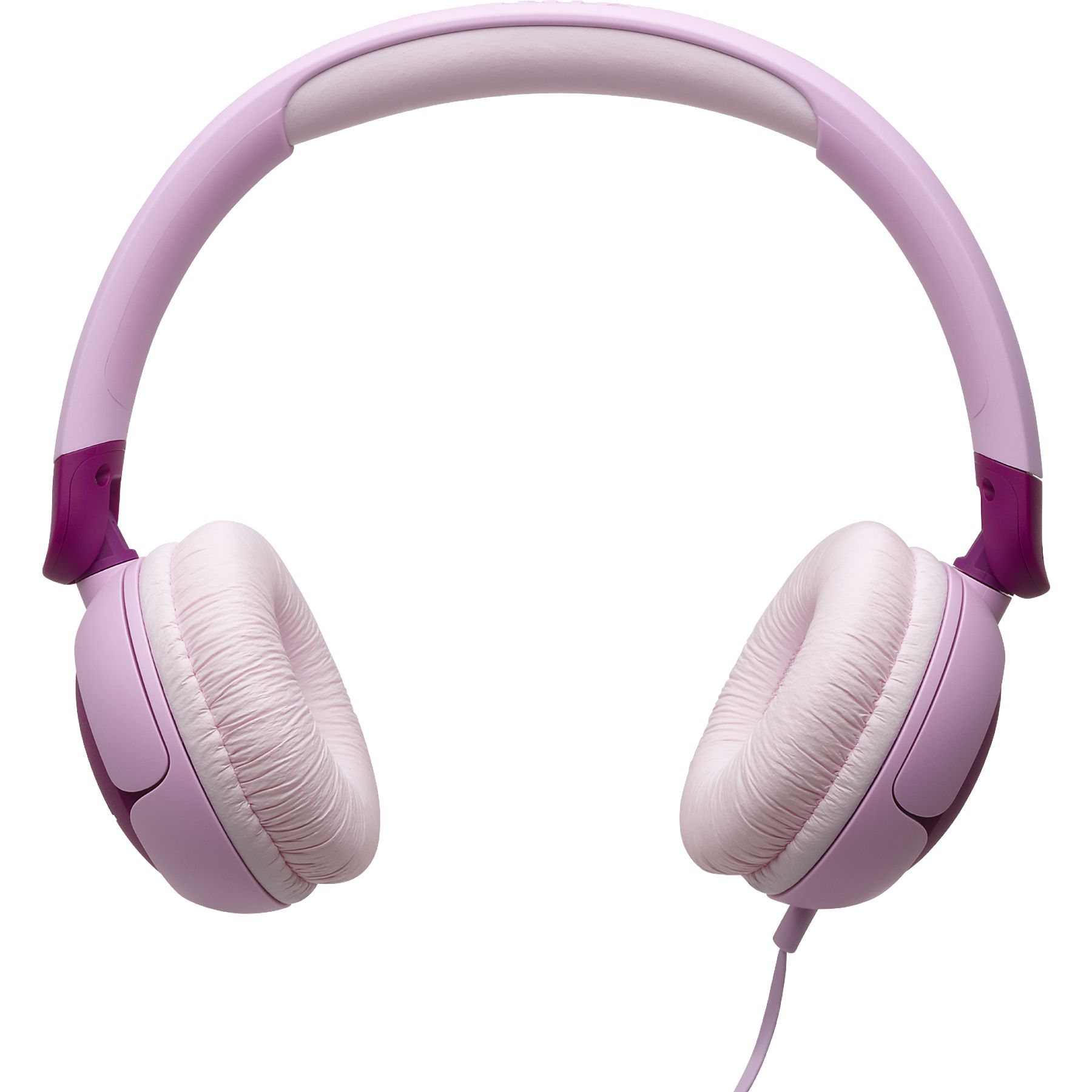 Auriculares morados con almohadillas acolchadas y diadema acolchada.