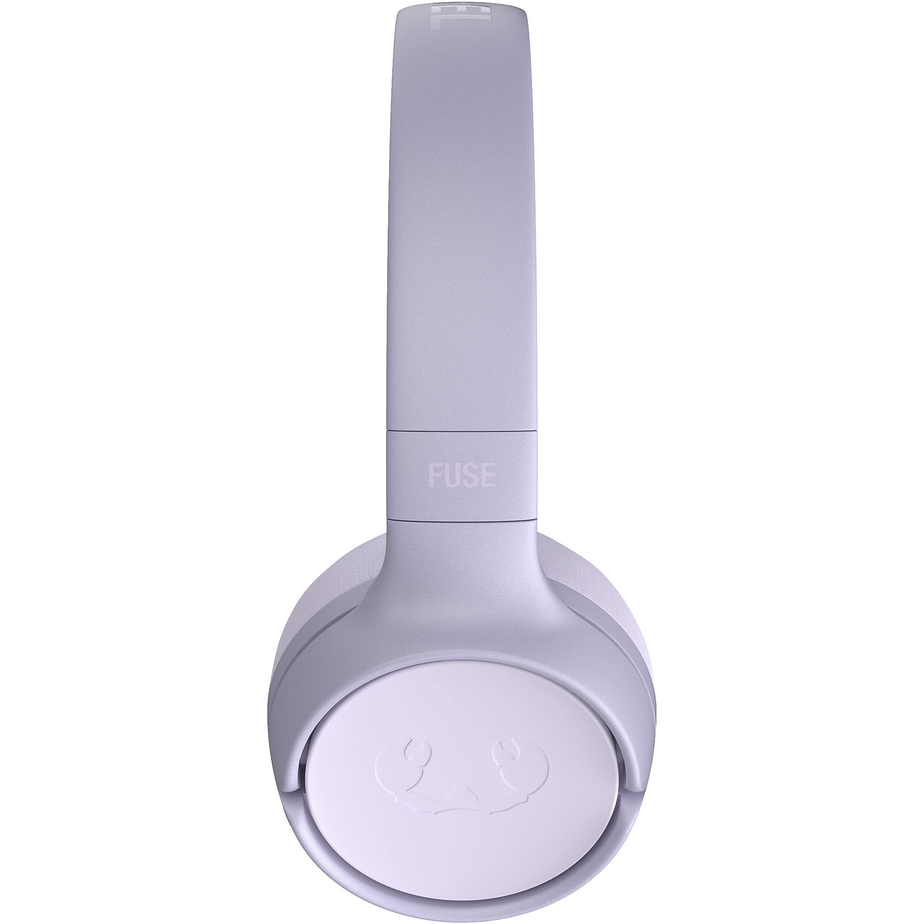 Cuffie viola chiaro con la scritta FUSE e un logo di granchio stilizzato.