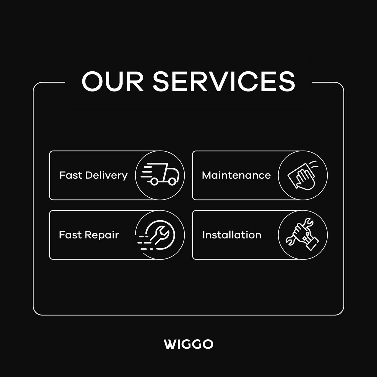 Our services: Fast Delivery, Maintenance, Fast Repair, Installation.