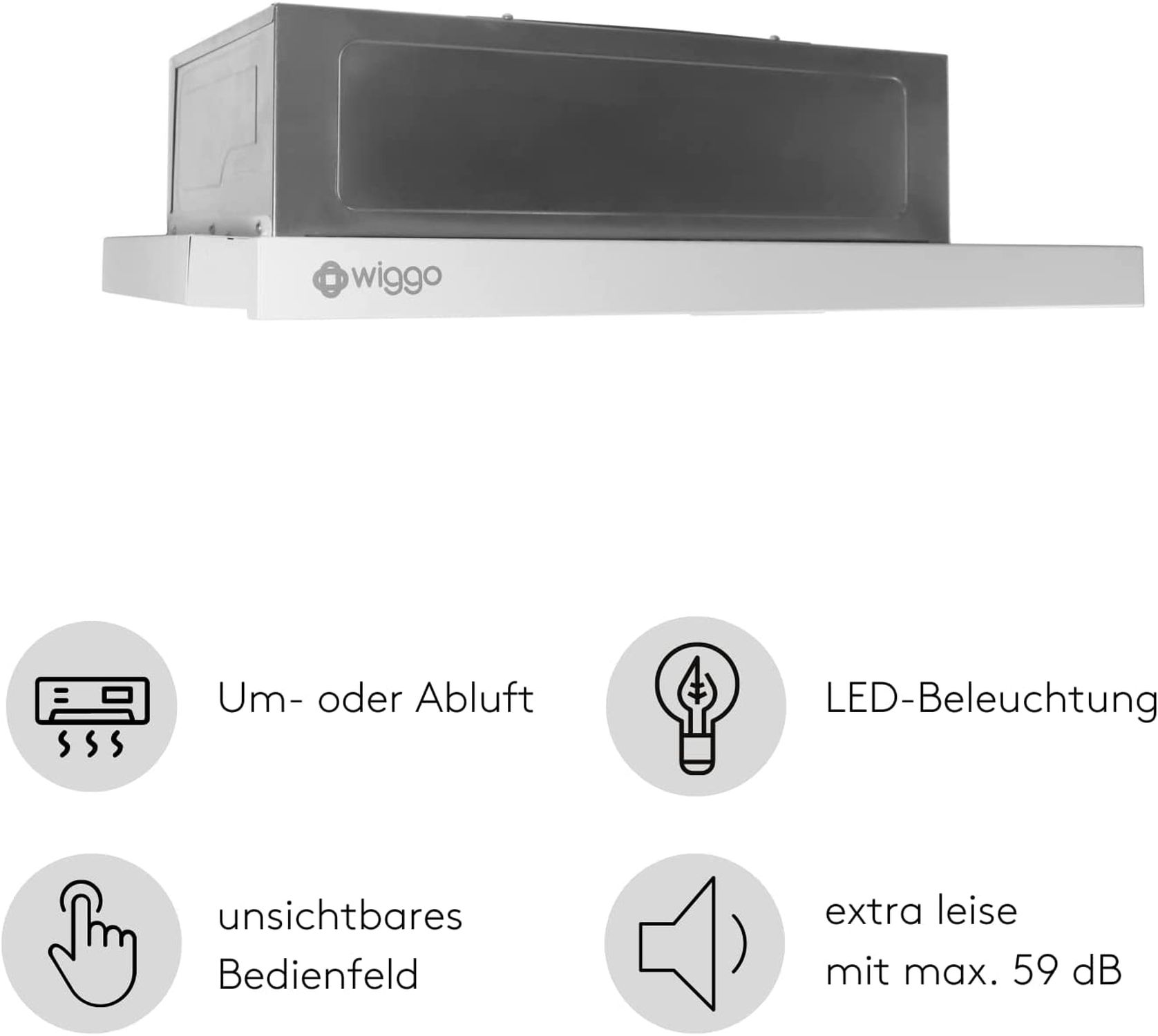 Hotte aspirante avec éclairage LED, 2 modes de flux d'air et commandes invisibles.