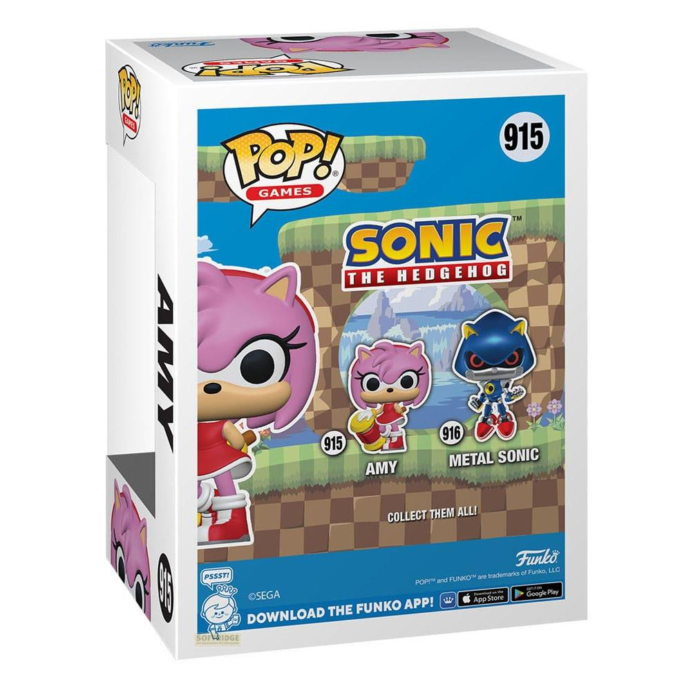 Scatola Funko Pop! con personaggi Sonic, Amy e Metal Sonic, a tema gioco.