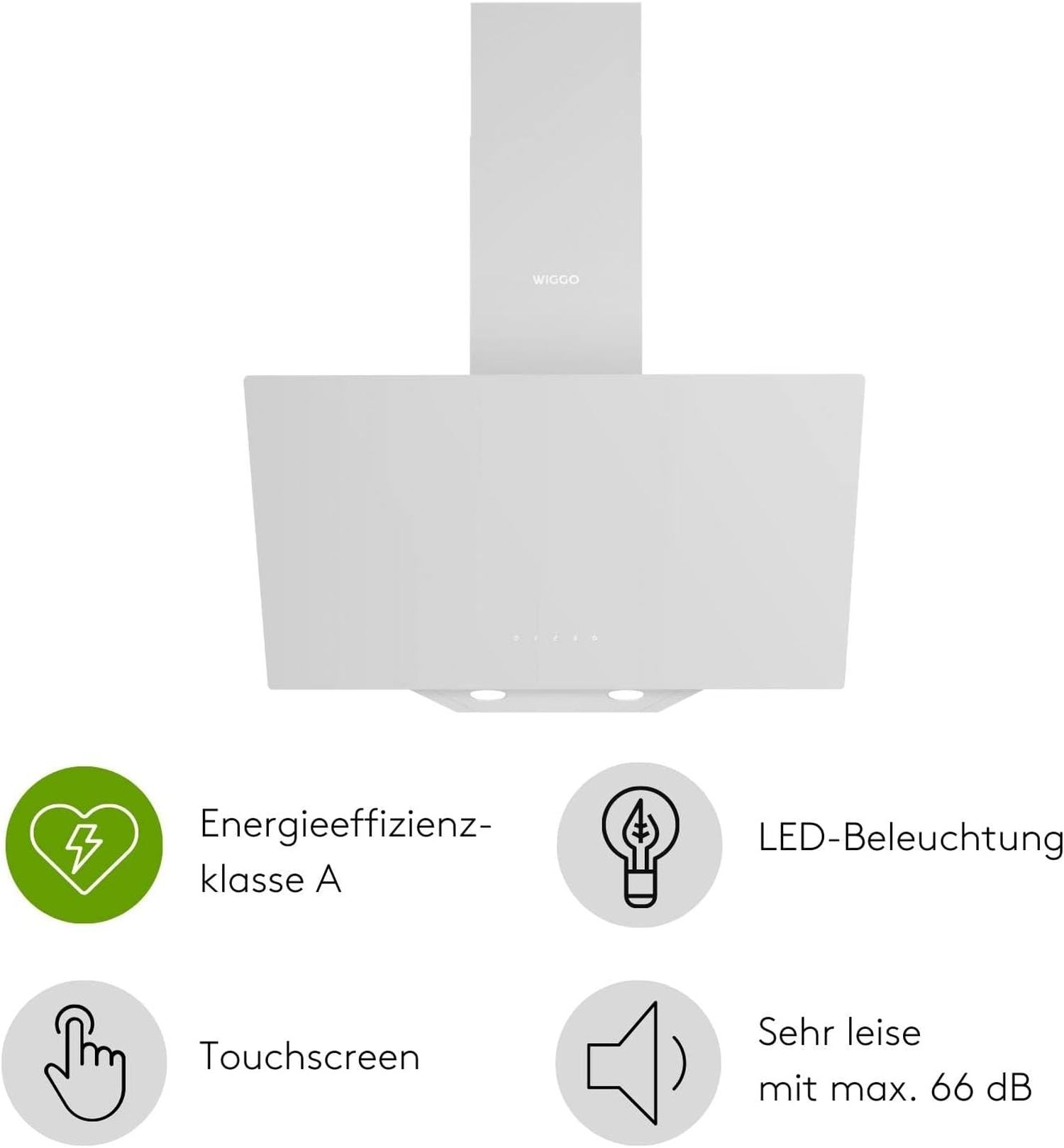 Hotte WIGGO : Efficacité A, LED, écran tactile, silencieuse.