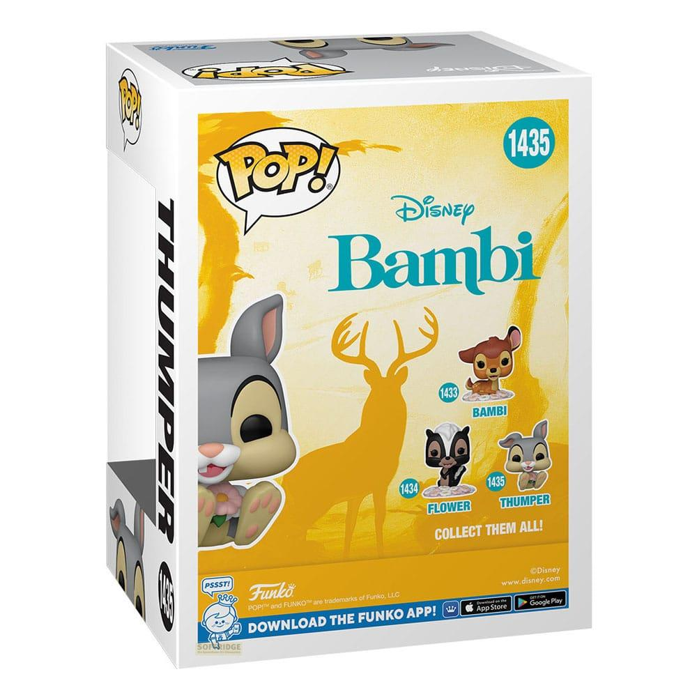 Pudełko Funko POP! Bambi z Thumperem, Bambi, Kwiatkiem i sylwetką jelenia.