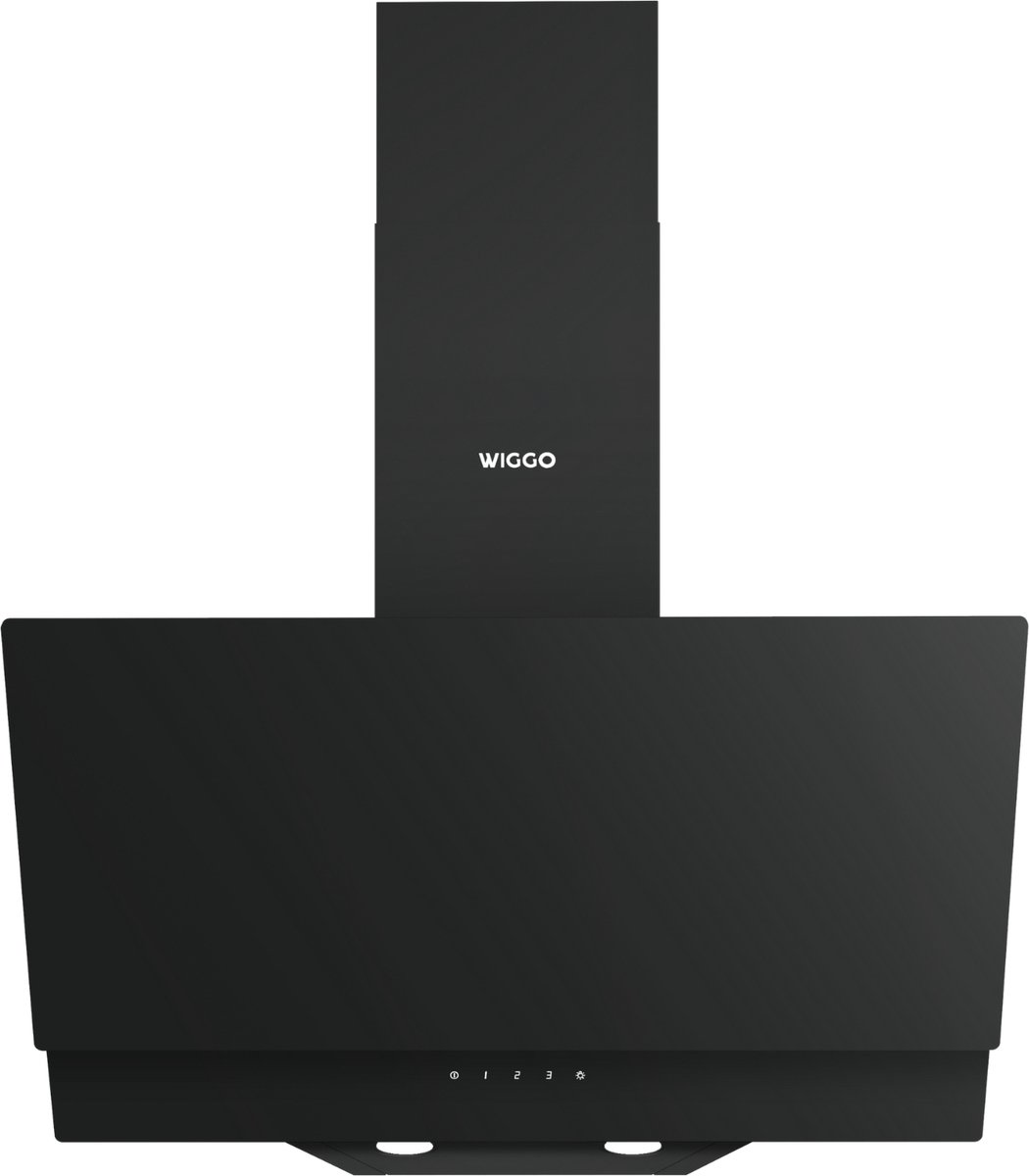 Black WIGGO logo range hood with control buttons on the bottom edge.