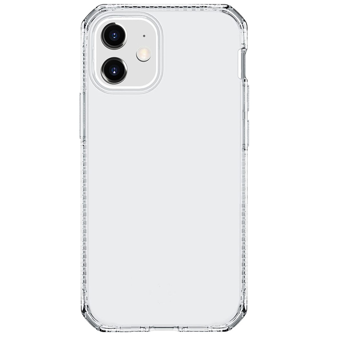 Custodia trasparente per iPhone 12 con ritaglio doppia fotocamera.