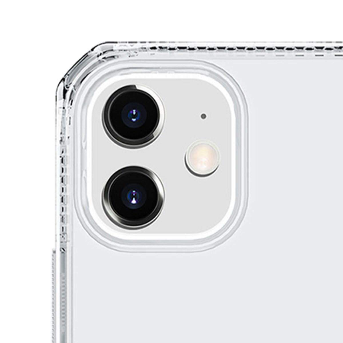 Primo piano del retro di uno smartphone con due obiettivi e flash.