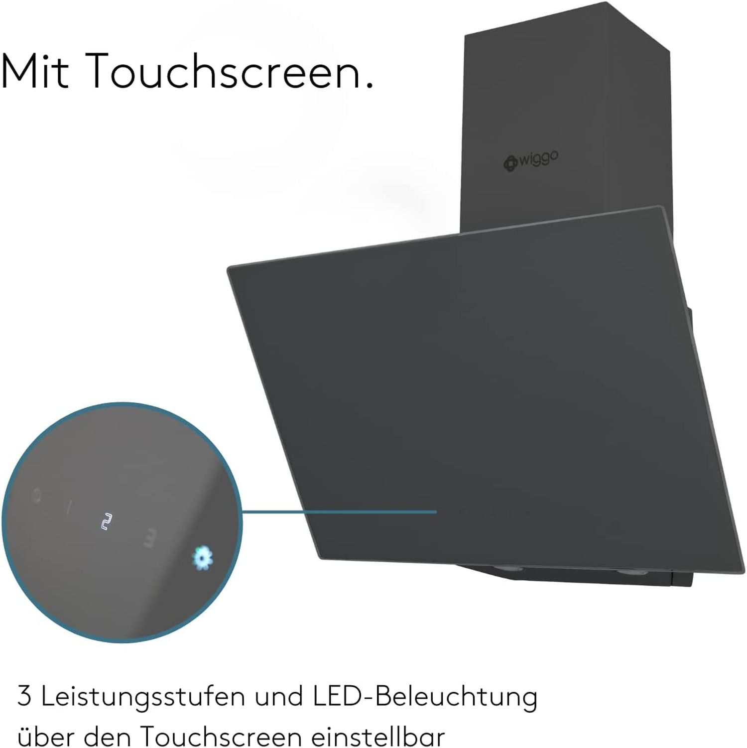 Hotte aspirante avec panneau tactile pour régler 3 vitesses et éclairage LED.