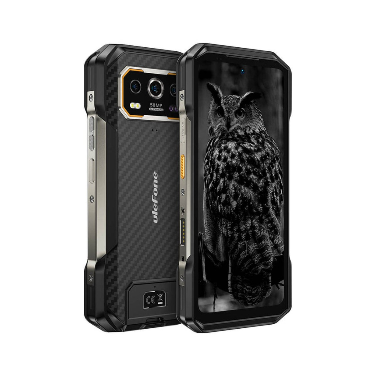 Wytrzymały smartfon z ekranem z sową, tyłem z włókna węglowego i aparatem 50MP.