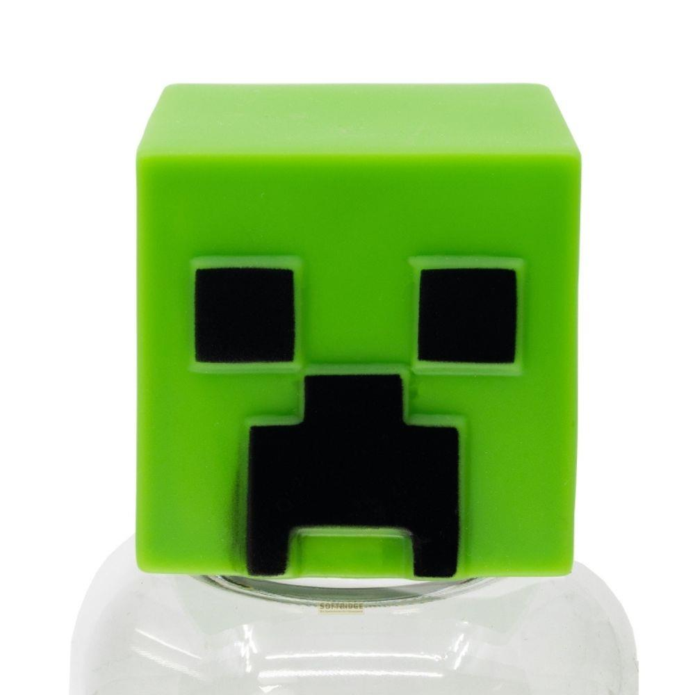 Cabeza verde de Creeper de Minecraft con ojos y boca cuadrados negros.