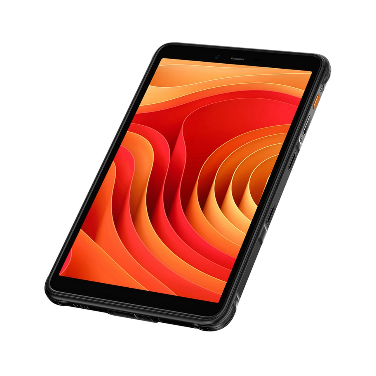 Ein schwarzes Smartphone mit einem bunten Hintergrundbild.