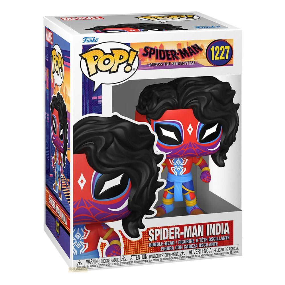 Action figure Funko Pop! Spider-Man India, viso rosso, capelli neri.