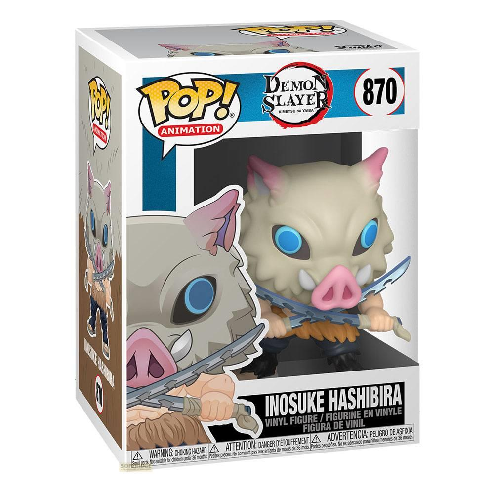 Figurka Funko Pop! Inosuke Hashibira z Demon Slayer w pudełku.