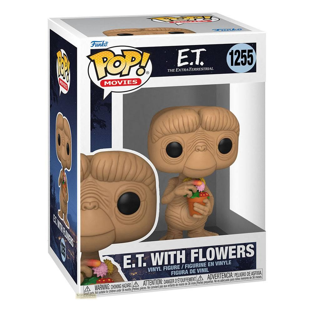 Figura Funko Pop! de E.T. sosteniendo una planta en maceta con flores.