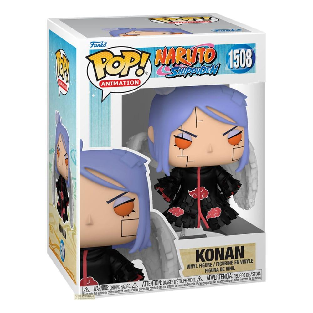 Figura Funko Pop Konan di Naruto Shippuden con capelli blu e outfit nero.