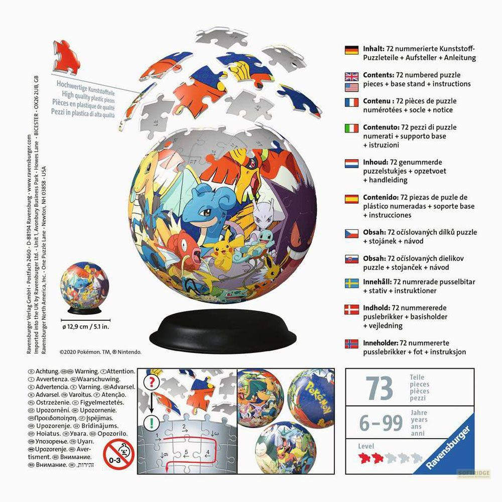 Een Pokemon bolpuzzel van 72 stukjes met Pikachu en andere personages.