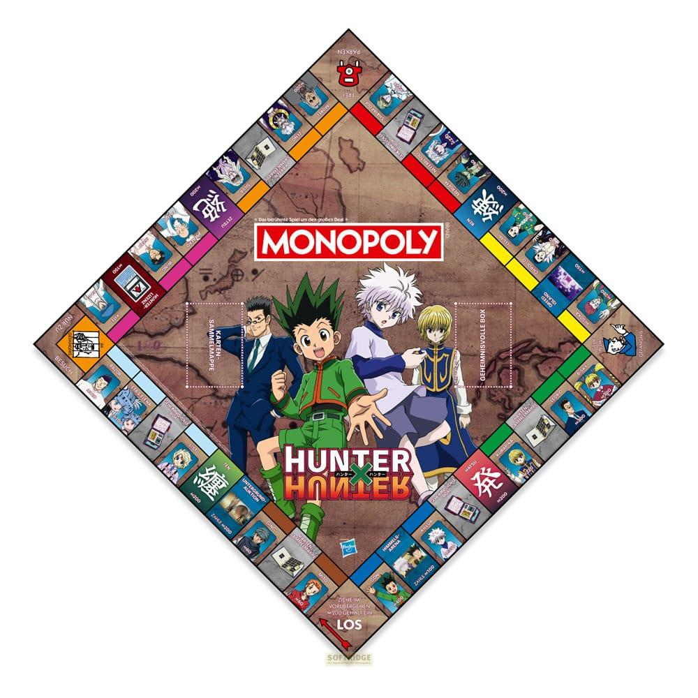 Hunter x Hunter Monopoly Spielbrett mit vier Charakteren in der Mitte.
