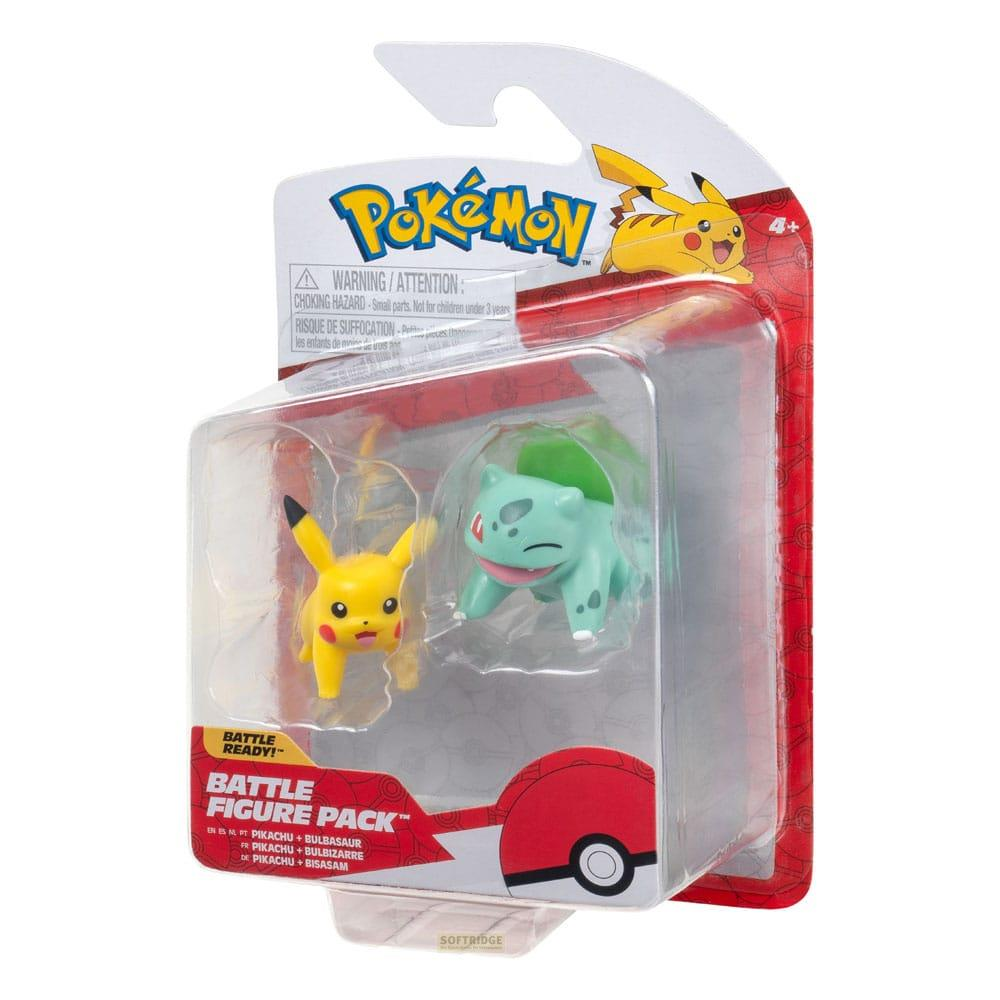 Pokemon Figuren Packung mit Pikachu und Bisasam.