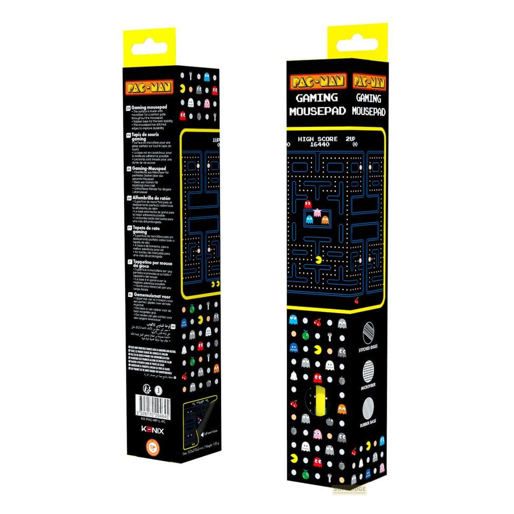 Due scatole per mousepad da gaming Pac-Man con personaggi e layout di gioco.