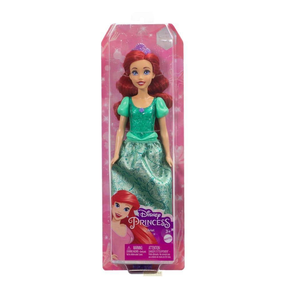 Lalka Ariel Disney Princess w zielonej sukience i tiarze, w opakowaniu.
