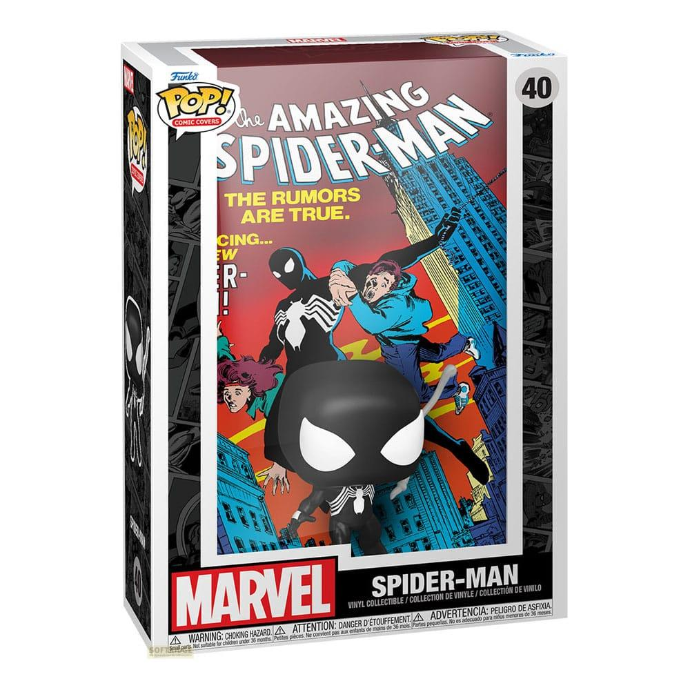 Copertina Funko Pop a fumetti di Spider-Man con Venom davanti a uno sfondo cittadino.