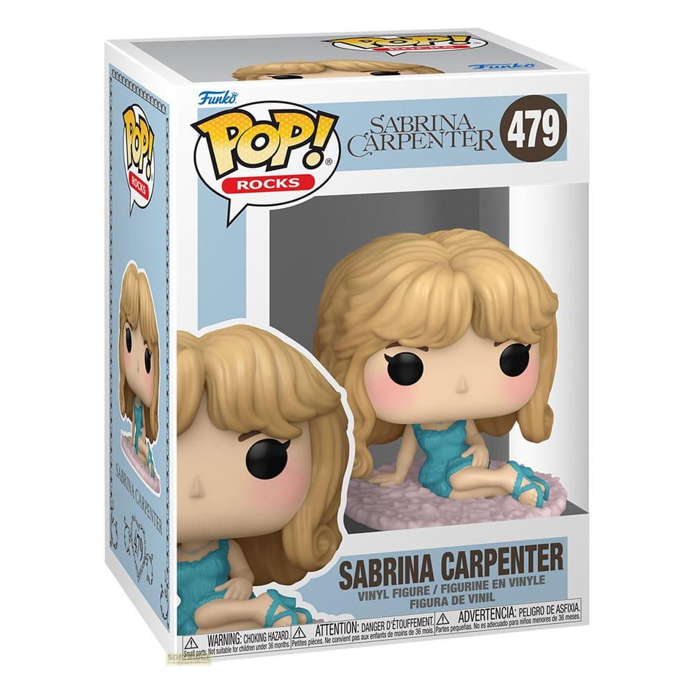 Action figure in vinile Funko Pop! di Sabrina Carpenter in abito blu, n. 479.