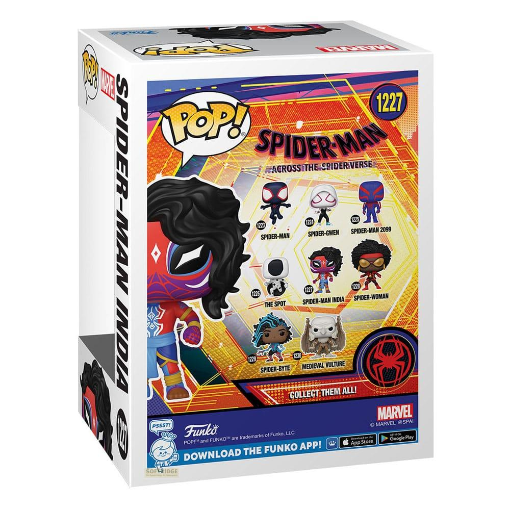 Caja Funko Pop! con Spider-Man India y otras figuras de 'Across the Spider-Verse'.