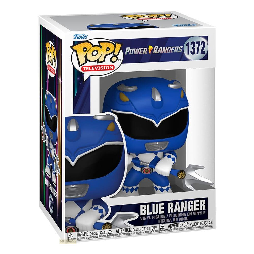 Action figure Funko Pop! Blue Ranger in box, tiene un'arma.