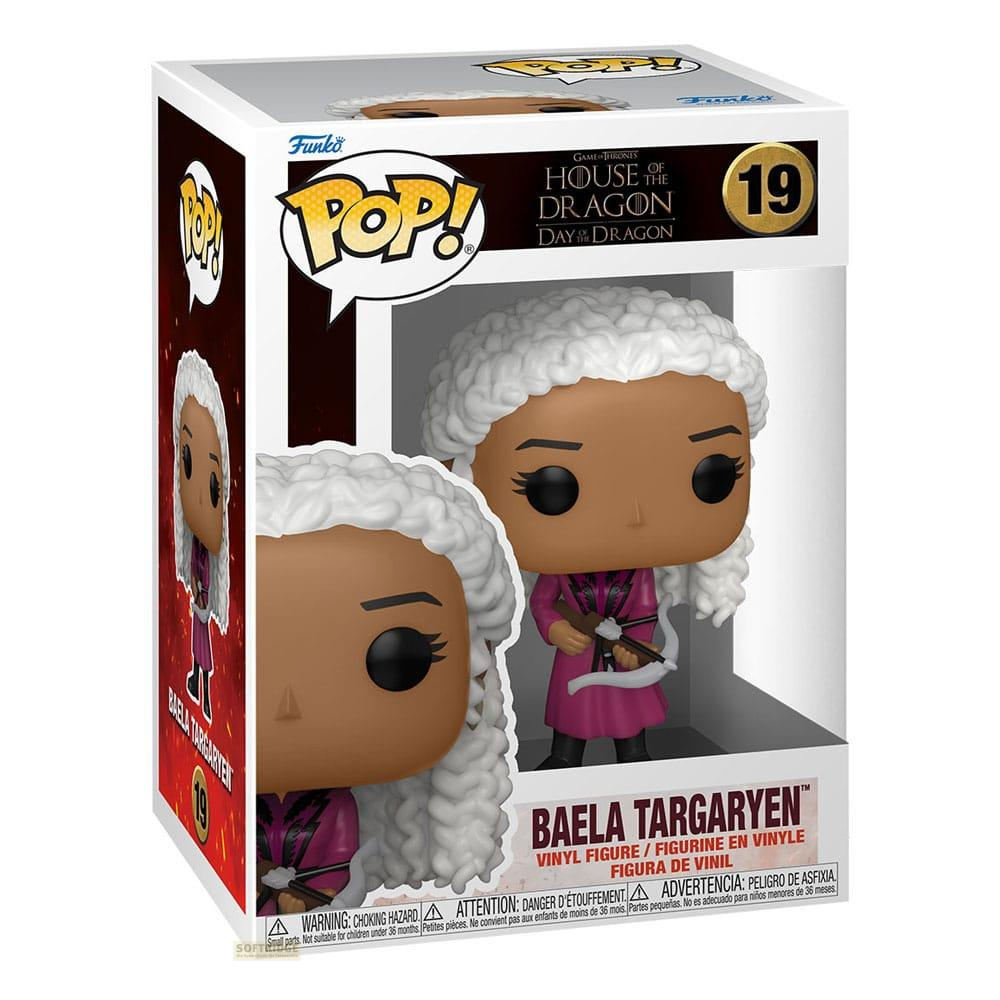 Figurine Funko Pop de Baela Targaryen de la Maison du Dragon avec arbalète.