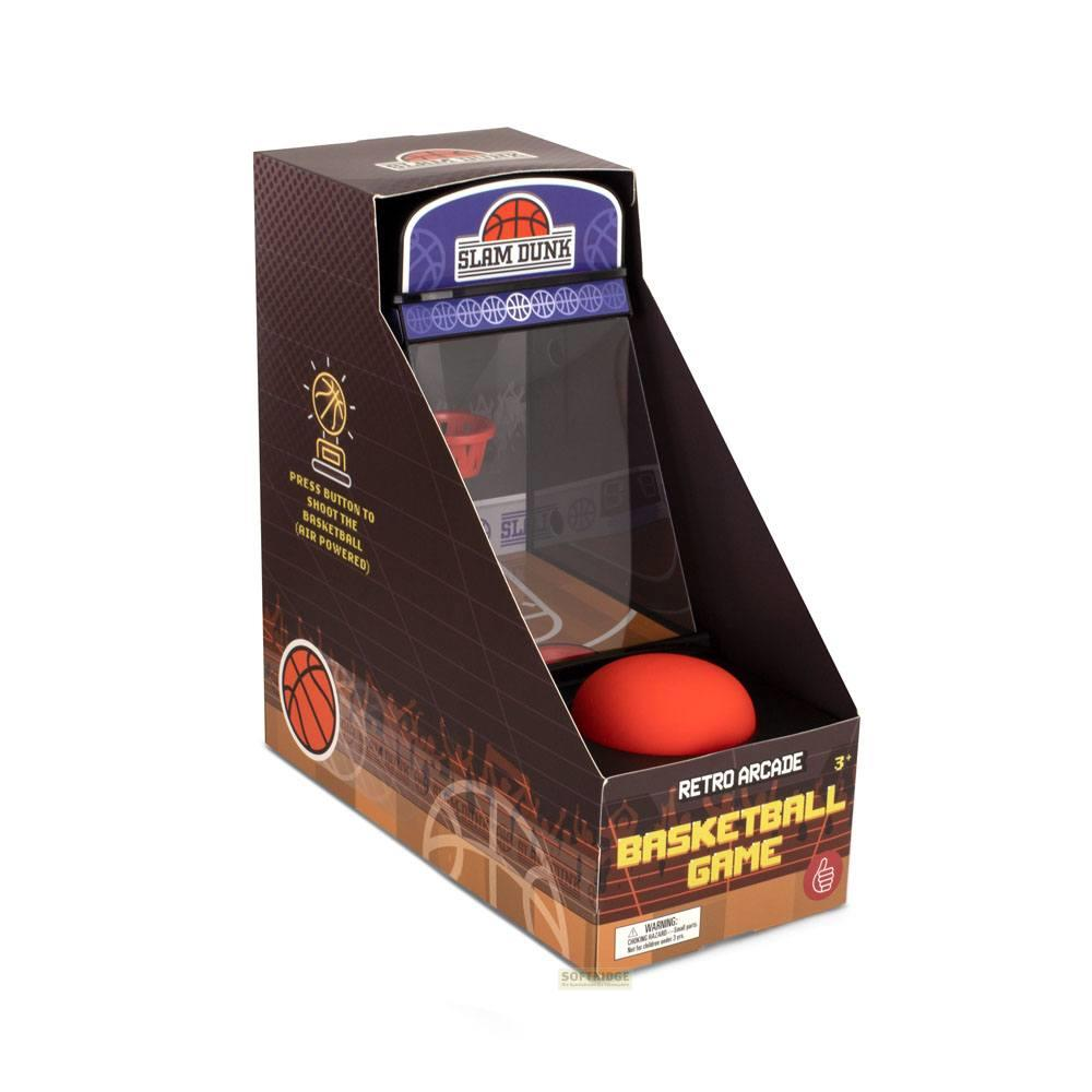 Gioco di basket retrò in scatola con palla rossa e logo "Slam Dunk".