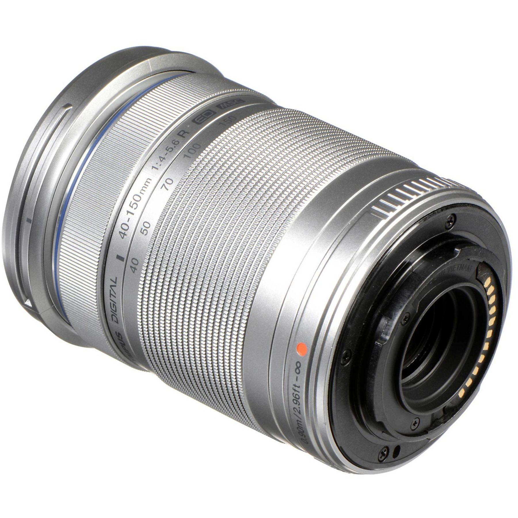 Obiettivo fotocamera argento con marcature: 40-150mm 1:4-5.6.