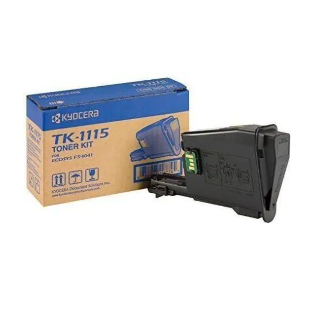 Kyocera TK-1115 tonercartridge naast de doos.