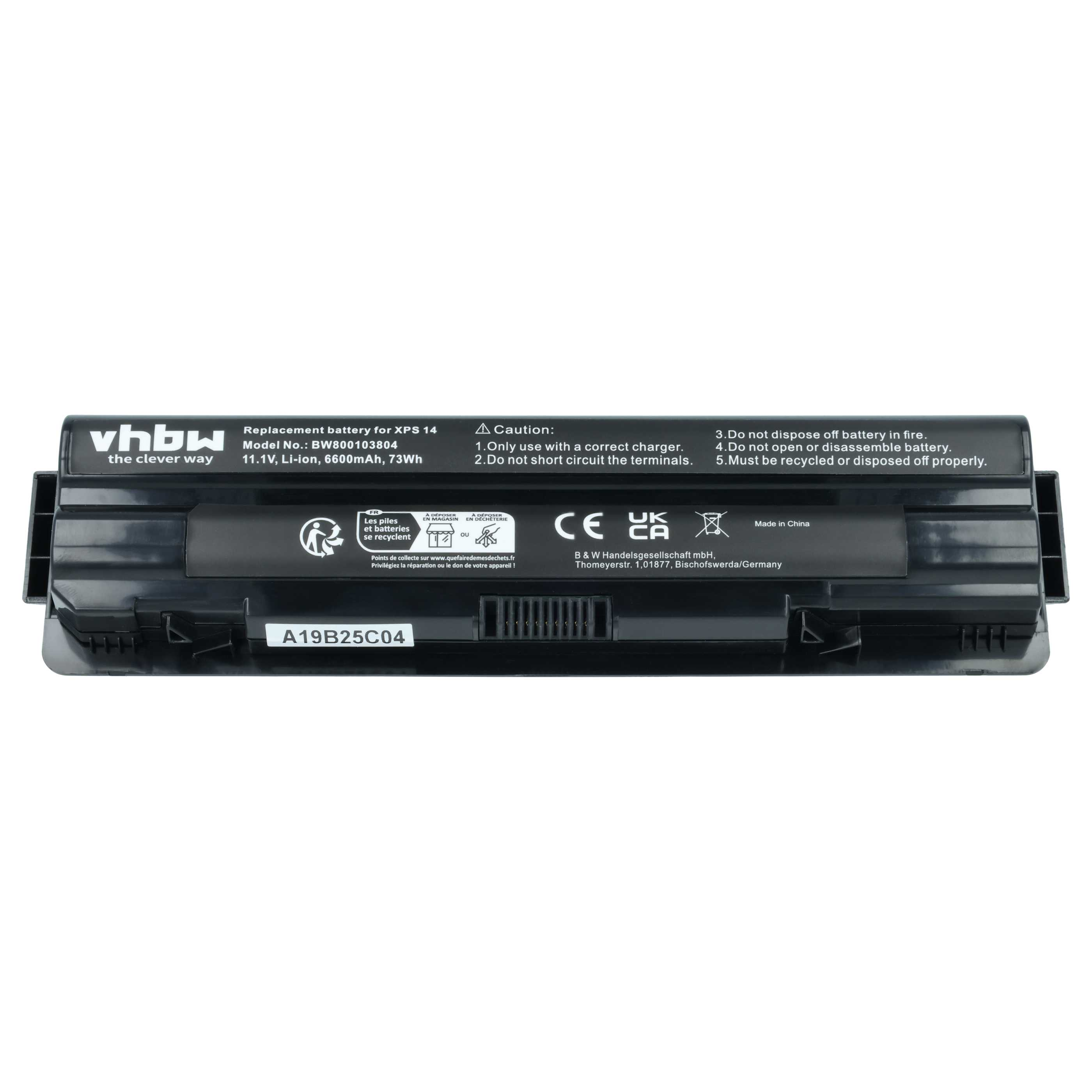 Schwarzer Laptop-Akku mit Beschriftung, Modell BW800103804, 11.1V, 6600mAh.