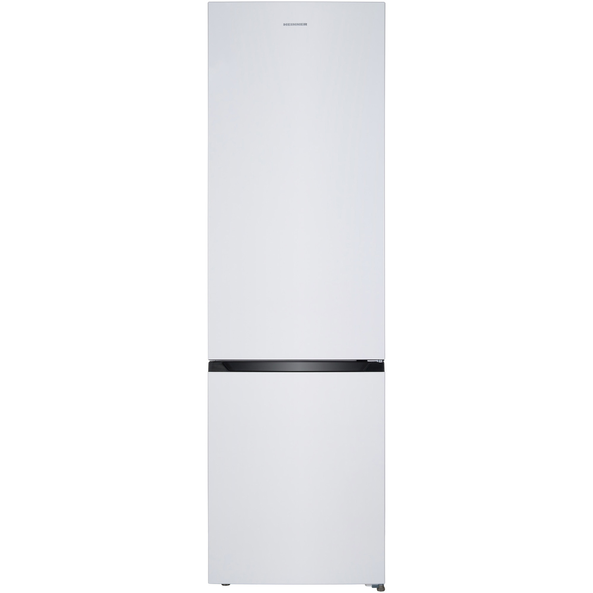Ein weißer Kühlschrank mit Gefrierfach und schwarzem Griff.