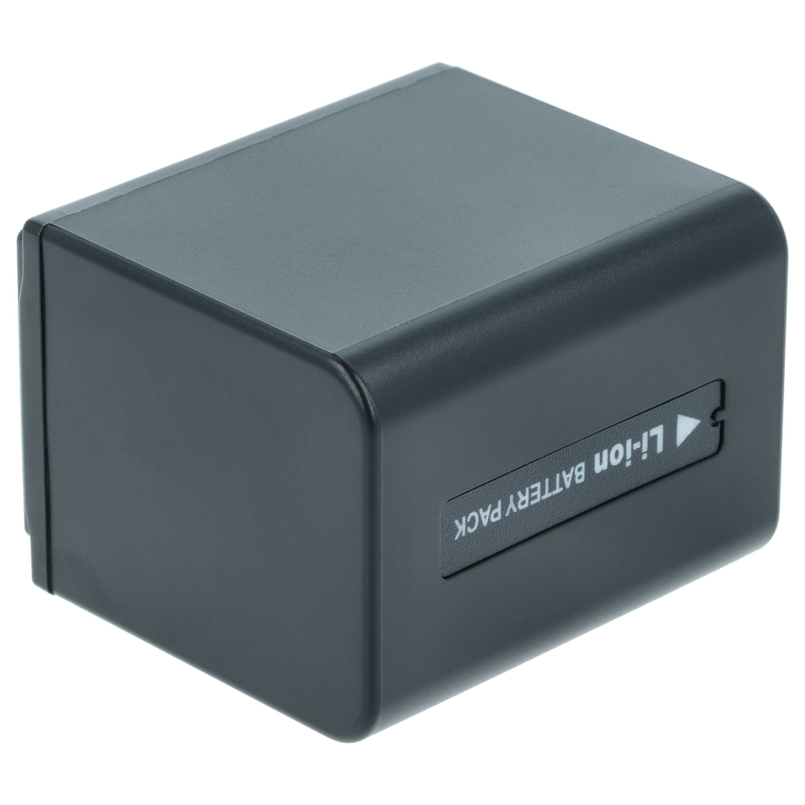 Eine schwarze Li-Ion-Batteriepack mit weißer Beschriftung auf weißem Hintergrund.