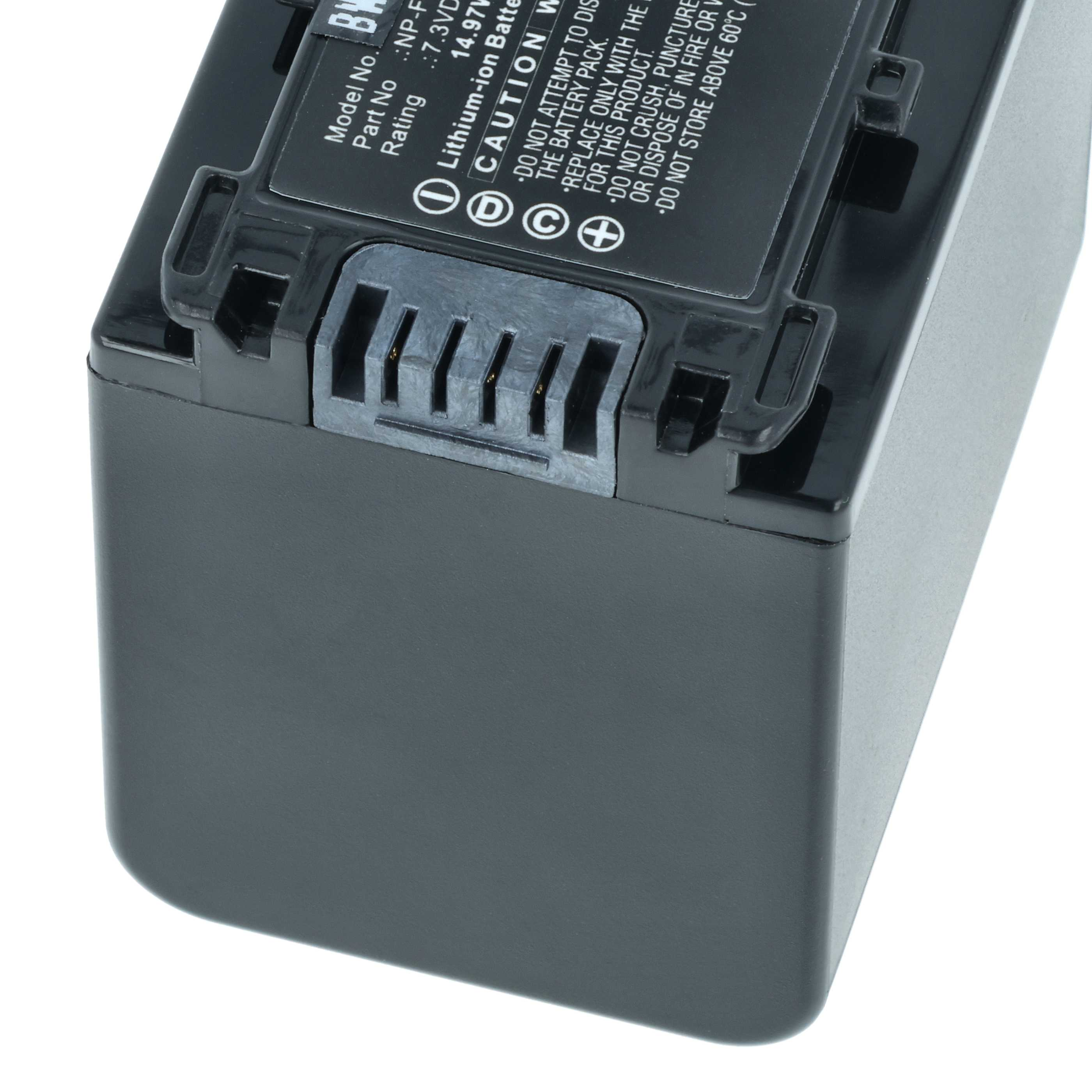 Schwarzer Lithium-Ionen-Akku mit Beschriftung und Anschlüssen.