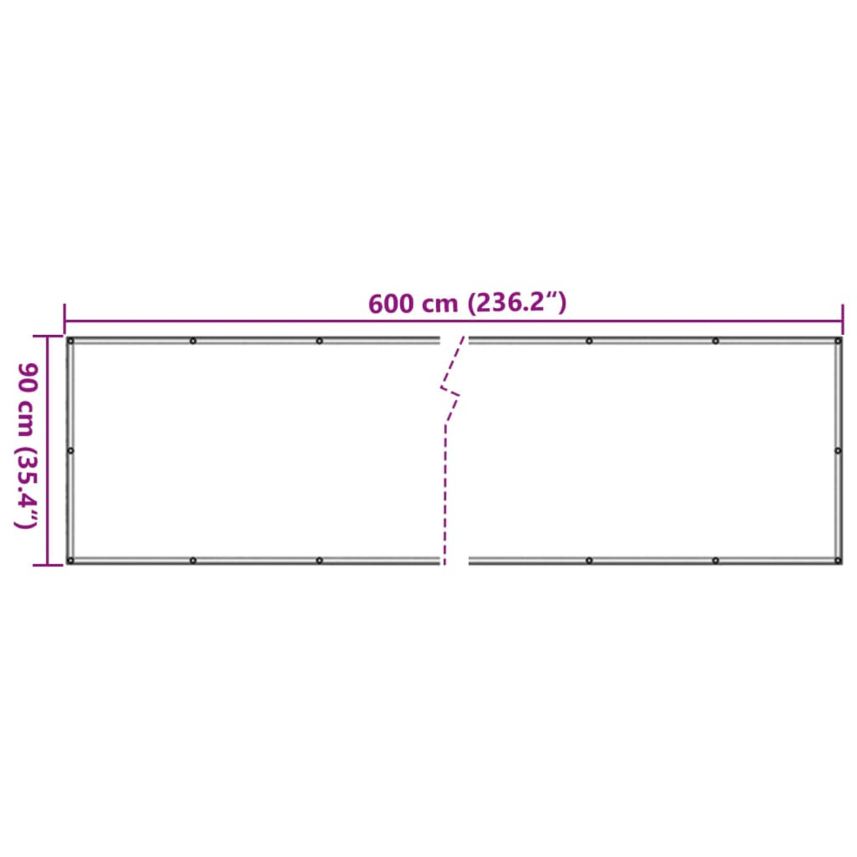 Ein Stoffbanner von 600 cm x 90 cm mit Ösen an den Rändern.