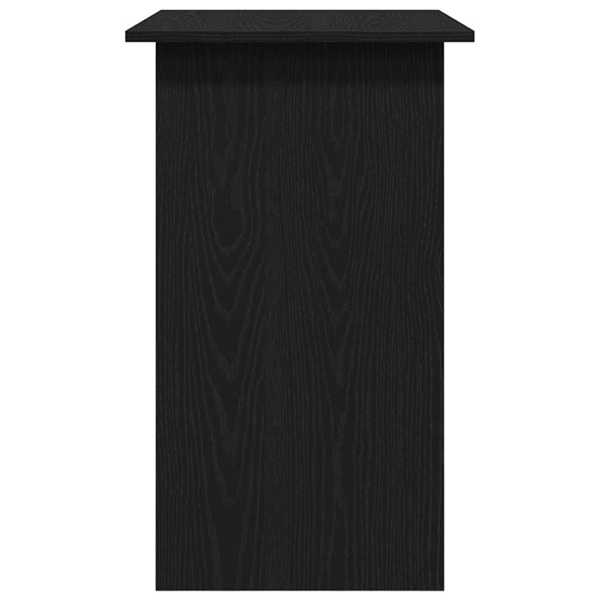 Schwarzer Nachttisch mit Holzmaserung, von vorne aufgenommen.