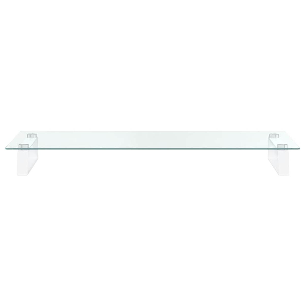 Eine transparente Glasplatte mit weißen Stützen.